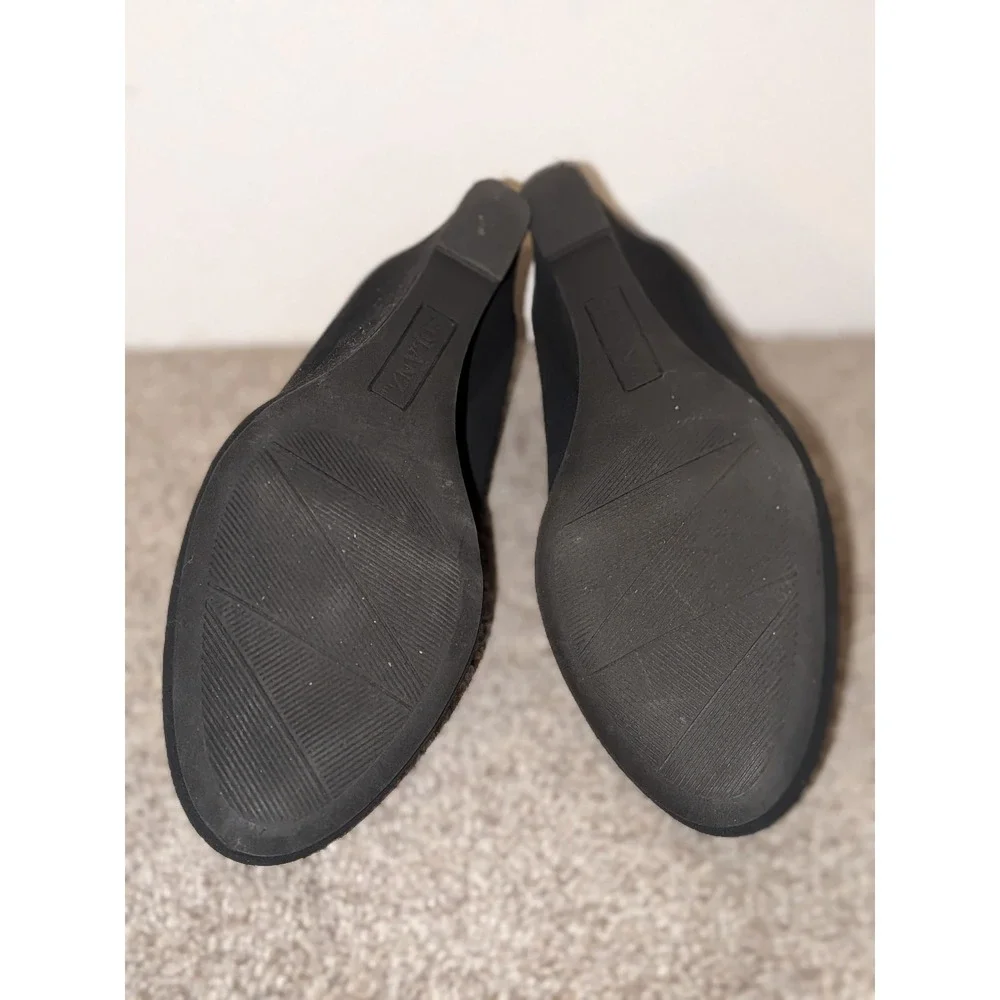 Solanz Trudie 2 Black Wedge Pumps Round Toe Shoes Womens Size 9M ‎ NIB